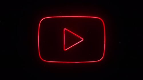 Neon Red YouTube Play Button Animation
