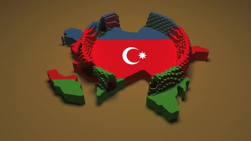 Azerbaijan Map 3D Block Reveal with Flag Animation