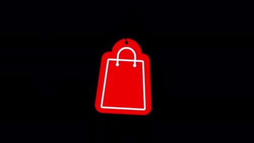 Animated Red Shopping Bag Icon for Online Shopping