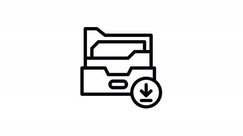 Animated Flat Design Folder with Download Icon