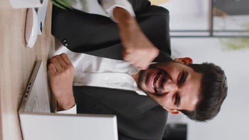 Happy Amazed Businessman Shocked By Sudden Victory Game Winning Lottery Goal Achievemen Good News