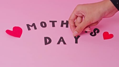Mother's Day Black Cut Out Letters on Pink