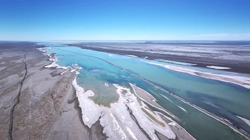 The dry land, the soil by the salt lake in Qinghai, China.