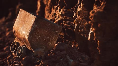 Abandoned Gold Mine Trolley Used to Cart Ore During the Gold Rush