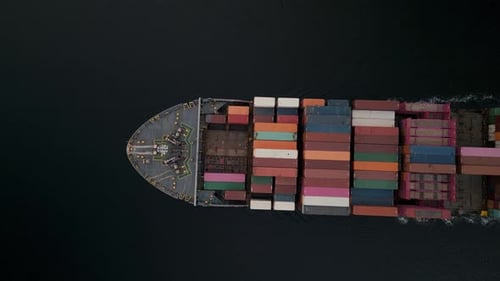 Vista superior: contêiner de carga completa para logística, importação e exportação