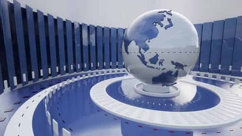Global news studio background 4k