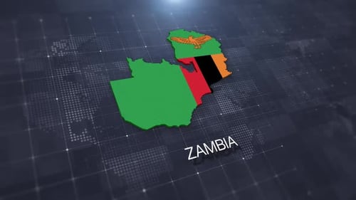 Zambia Map Flag Digital Reveal Animation