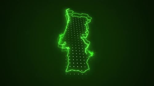 Animated Neon Map Outline with Electric Glow