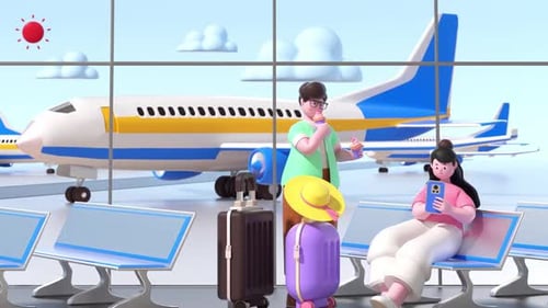 3d animation at the airport