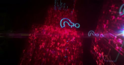 Question mark search and quest symbols loop cyber concept