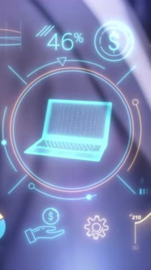 Futuristic HUD Touchscreen Business Data Display