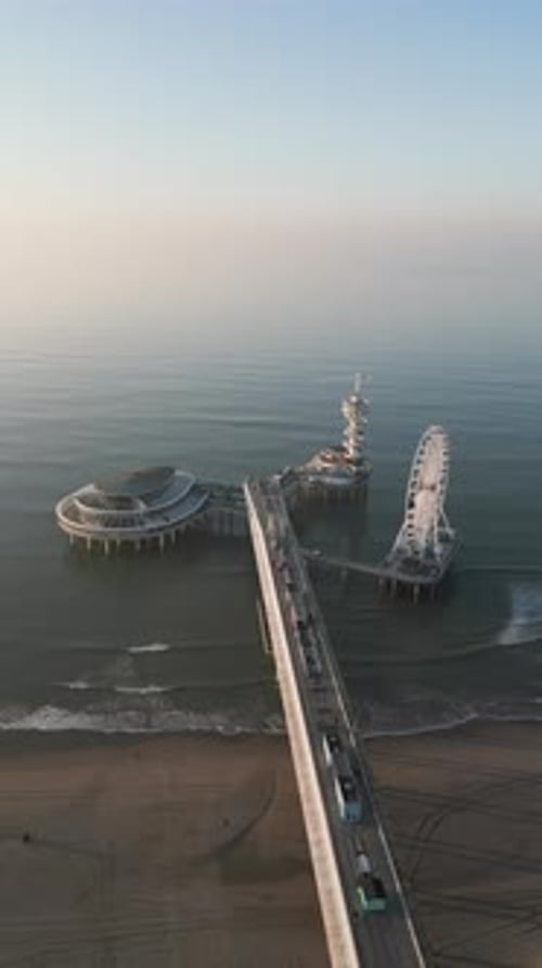 Aerial video Holland, Scheveningen, The Hague or in Dutch. An event center called The Fair.