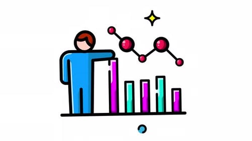 Animated Made in the uk a person points at a soaring bar graph.