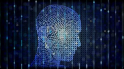 Neon-Glowing Human Head – Cyberpunk Style 3D Render