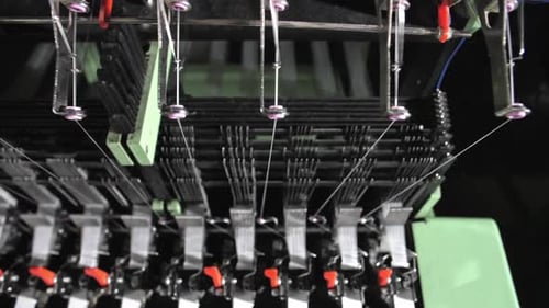 Close Up of Textile Machine in Slow Motion