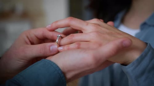 Couple Engagement Love Affection Feelings Weeding Celebration Unrecognizable Man Guy Male Put Ring