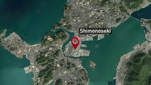 Shimonoseki City Zoom (Japan) from Space to Earth