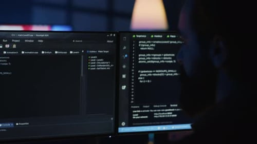 Software Engineer Writes Complex Binary Code Scripts on Computer
