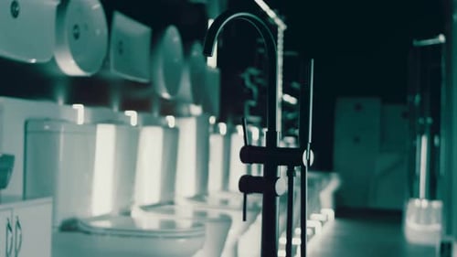 Modern Bathroom Showroom Featuring Sleek Fixtures