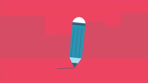 Flat Design Pencil Animation Drawing a Horizontal Line