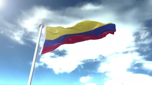 Realistic Flag Waving Yellow Blue Red Stripes