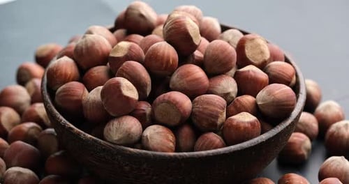 Whole Hazelnuts Closeup on Rotating Platform