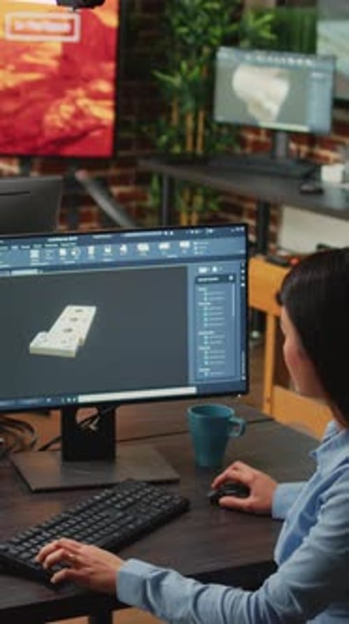 Travailleur en ingénierie vidéo verticale développant un prototype de composant industriel