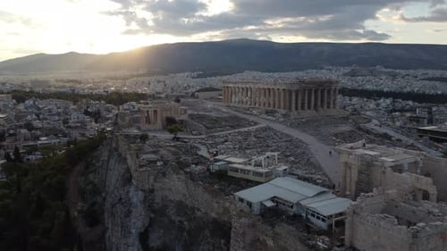 Acropolis and Parthenon Temple in Athens Aerial View, Greece