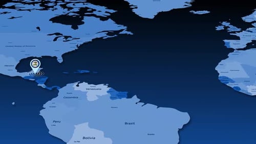 Belize Location Pin on Animated World Map