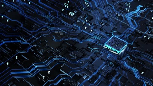 Futuristic circuit board glowing blue lines and circuits , motherboard , wires, motherboard. Circuit