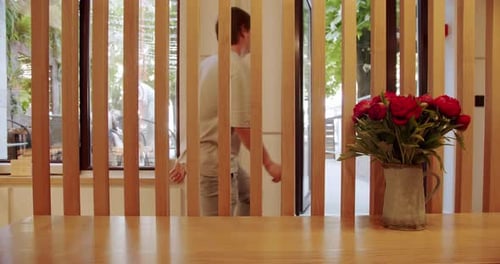 Modern Restaurant Cafe in Wooden Interior Wooden Lines