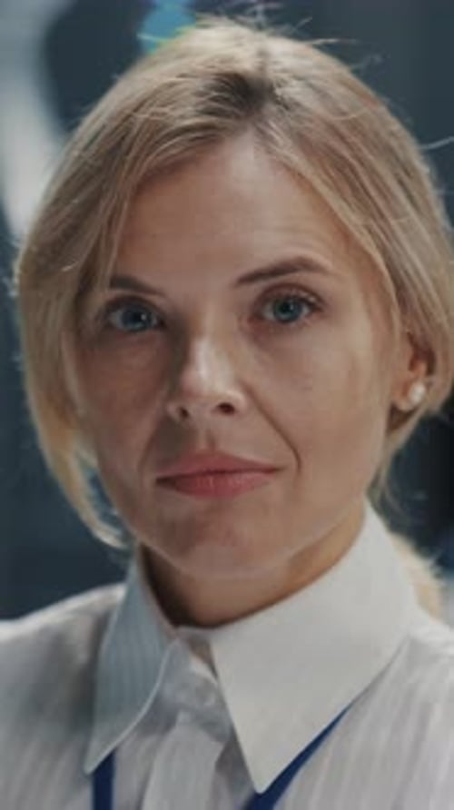 Portrait Female Technologist IT Administrator Working at Hightech Professional Server Office Data