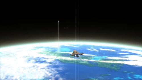 Futuristic Space Elevator Extends from Earth into Orbit