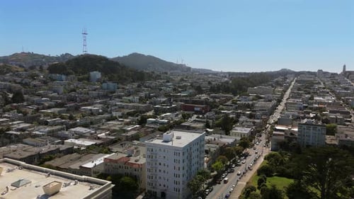 Stunning Aerial View of the Vibrant Neighborhoods of San Francisco Under a Clear Blue Sky