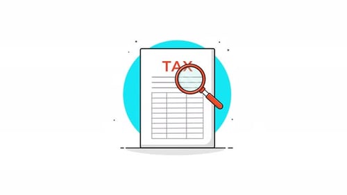 4k Tax Paper with Magnifying Glass. Taxation Concept Animation Video