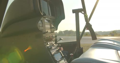 Lake Ozark, Missouri / USA - June 15 2019: Inside a Helicopter,