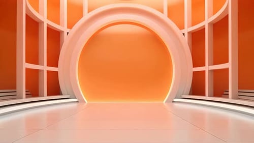 Podium Futuristische Vitrine mit Plattform für Produktausstellungen. Leeres modernes Bühnendisplay