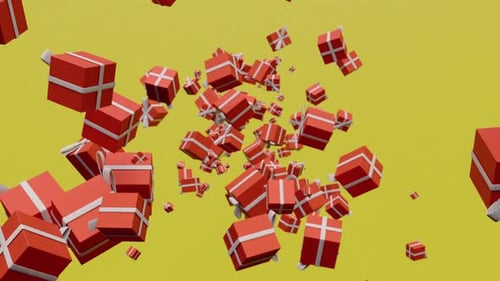 Festive Red Gift Boxes Falling Animation Loop