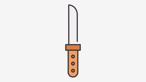Flat Design Cartoon Kitchen Knife Wiggle Animation Loop