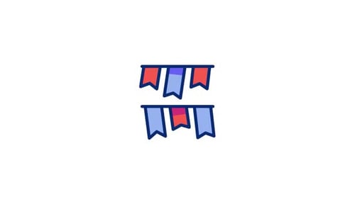 Animated Flat Design Celebration Bunting Flags Loop