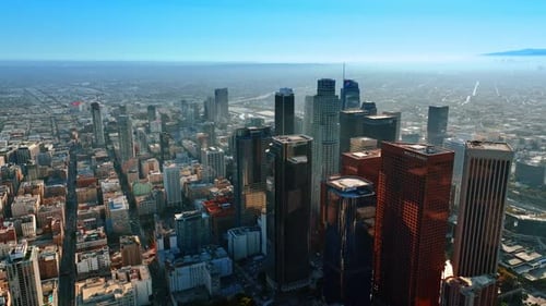Immense panorama of gorgeous Los Angeles, California, USA on sunny morning.