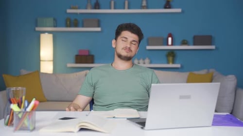 Worried male student.