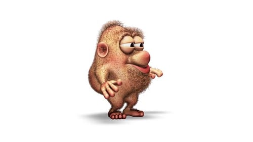 Comic Cave Man - Looped Dance on White Background