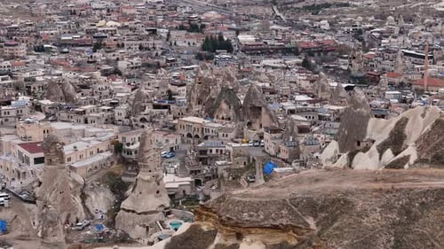 Aerial Shot of Cappadocia's Rolling Hills and Unique Rock Shapes
