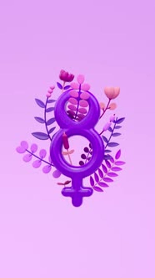 International Women's Day Symbol 8 with Floral Animation