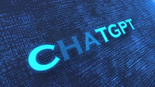 ChatGPT: texto 3D parpadeante con fondo de formulario digital