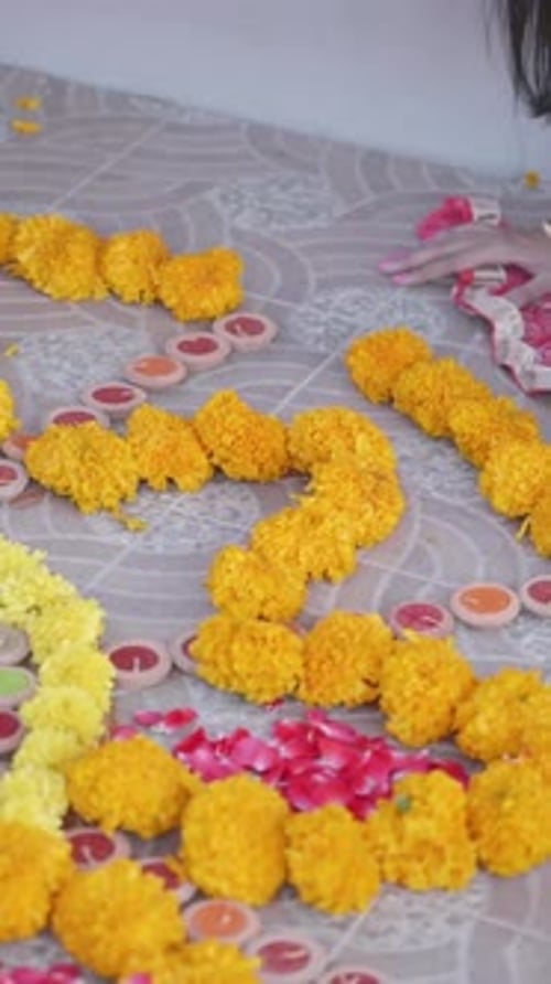 Festive Floral and Candle Display at Home