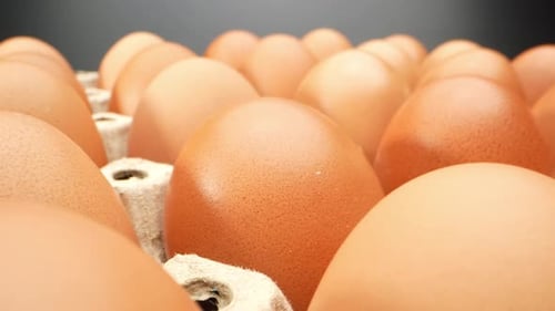 Close Up of Brown Eggs in Carton