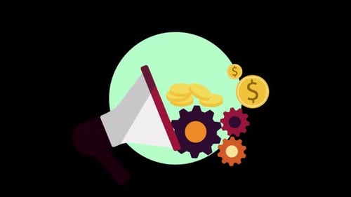 Monedas de oro que salen del canal Alpha del megáfono de marketing por correo electrónico