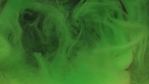 Smog Flow Ink Explosion Green Color Mist Cloud